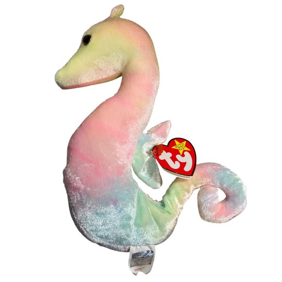 Ty Beanie Baby Neon Seahorse Plush Toy 1999 Pastel Collectible Stuffed Animal - Picture 1 of 12